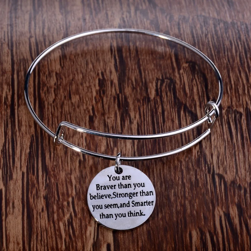 Браслеты подвески You're Braver strong Smater женские и мужские украшения браслет подарки