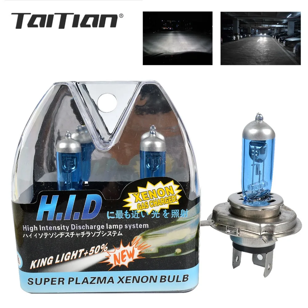 Taitian 2 шт. H7 галогенная лампа 55W 12V 5000 K-6000 K белый автомобиль ксеноновый газ галогенная лампа h11 светильник 12V H1 лампы H3 H4 9005/HB3 9006