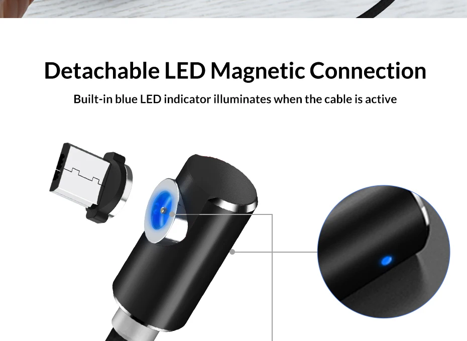 TOPK светодиодный магнитный USB кабель 2.4A Быстрая зарядка Micro USB кабель для samsung Xiaomi huawei мобильный телефон зарядный кабель