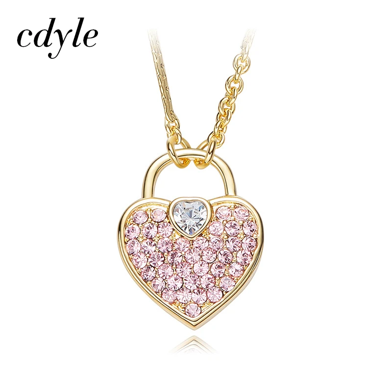 Женская Золотая подвеска Cdyle украшенная кристаллами в форме сердца оптовая