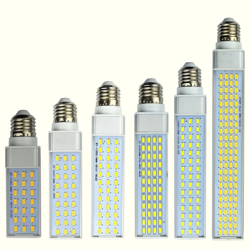 

10W 12W 15W 18W 20W 25W E27 G24 G23 LED Corn Bulb Lamp Light SMD 5730/5630 Spotlight 180 Degree AC85-265V Horizontal Plug Light