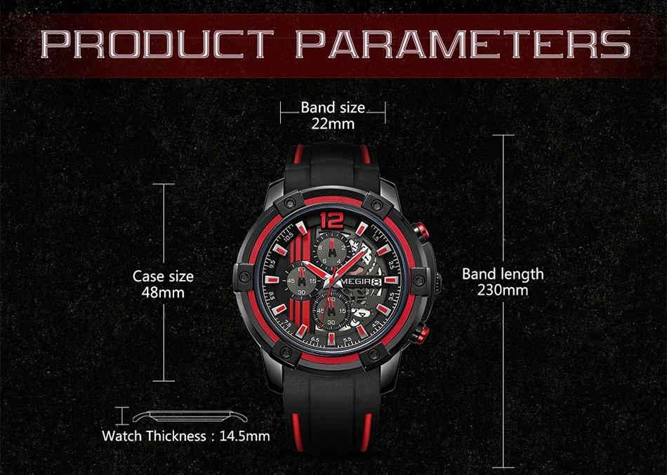 Relojes MEGIR часы для мужчин Роскошный хронограф силиконовые водонепроницаемый спортивный костюм в стиле милитари s часы Аналоговые Кварцевые Relogio Masculino