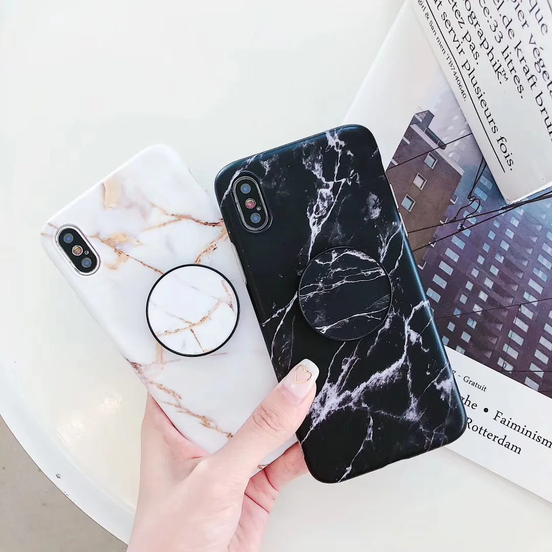 Матовый мягкий чехол с мрамором для iPhone XSMAX XR XS X 11 Pro 11 6s 7 8 Plus, чехол из ТПУ на весь корпус с Gasbag Stander