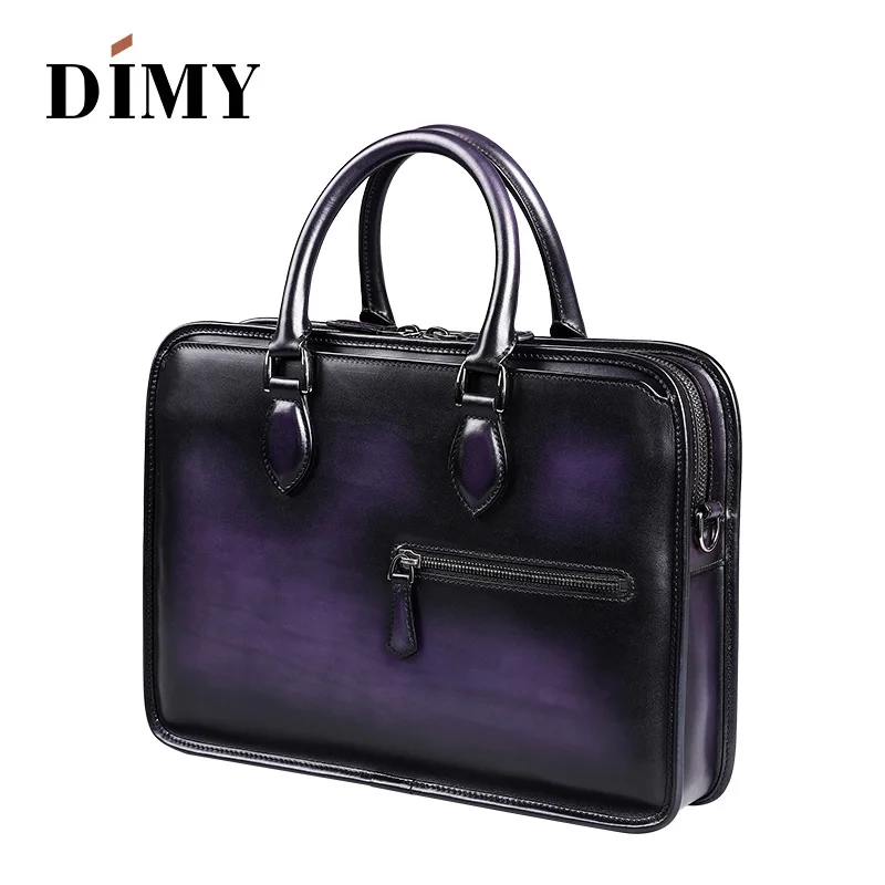 DIMY ручные сумки для ноутбуков, мужской короткий чехол s из натуральной коровьей кожи, деловой чехол, Модная стильная сумка на молнии для мужчин - Цвет: Purple