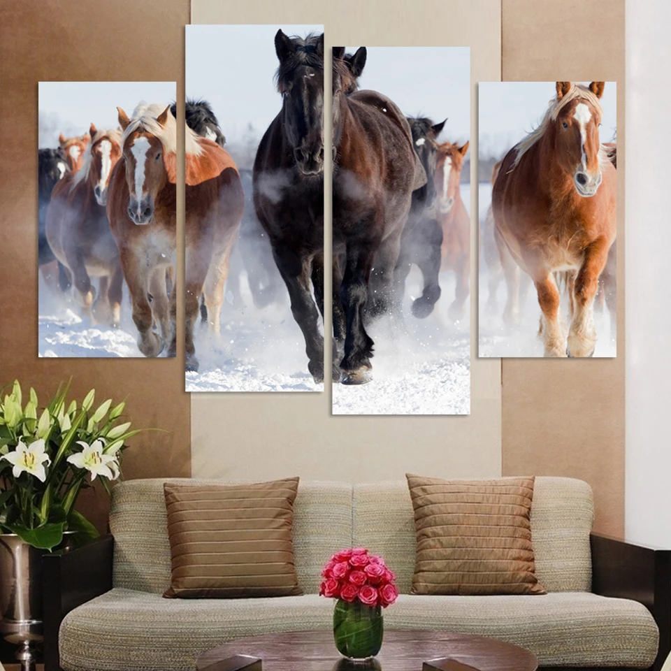 Без рамки 4 шт. высокое качество дешевые художественные фотографии бегущая