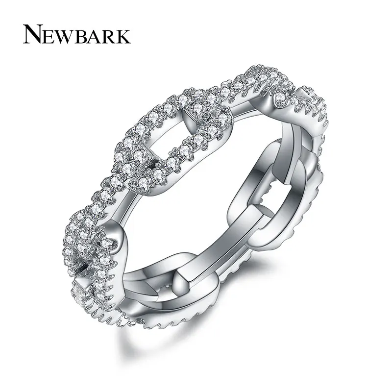 NEWBARK Модные Простые Серебряные Цвет Медь кольца Micro Pave кубический цирконий полые