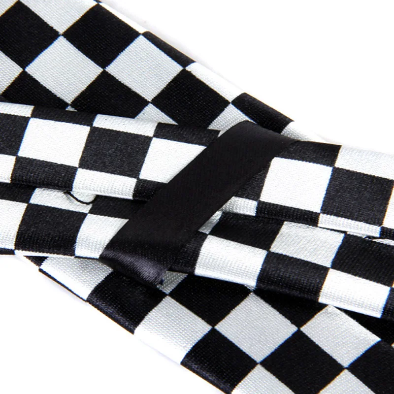 Polyester yarn Necktie Neck Tie with Black White Plaid Checkered for Mens | Аксессуары для одежды