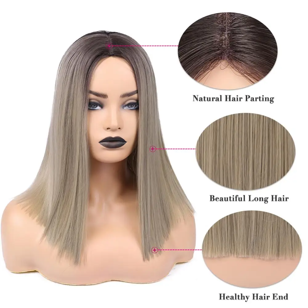 FAVE парик парики женские короткие прямые Ombre Боб черный пепельный Лен коричневый розовый синтетические парики для черных женщин 12 дюймов средняя часть Glueless Косплей парики