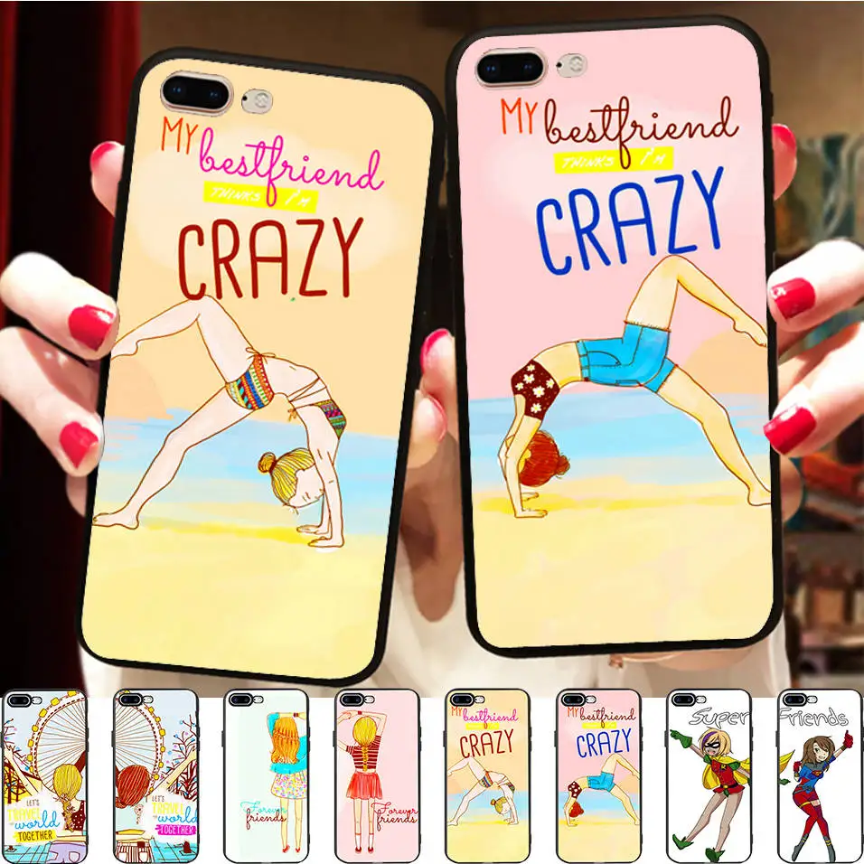 Супер Crazy лучшие подруги навсегда Черный силиконовый чехол для iPhone X 8 11 Pro XR XS Max 6S 7