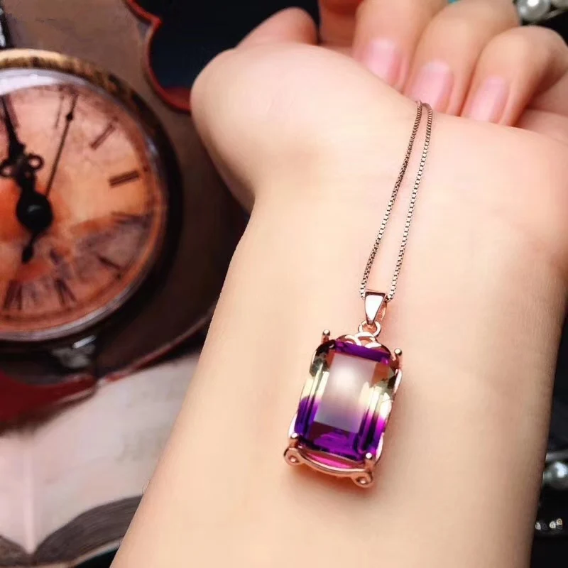 PROCOGEM Ametrine Jewelry sets for Women Girls Party Big gemstone Fine Pendants Necklaces Rings 925 Sterling silver #185 | Украшения и