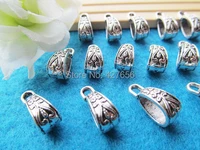 100pcs filigree antique silver tone bails beads connector pendant cham findingfit charm bracelet necklacediy accessory