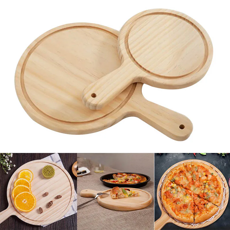 Деревянный поднос для пиццы Сервировочная тарелка сыра фотокруглый деревянный