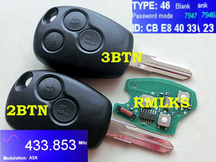 RMLKS дистанционный ключ 433 МГц PCF7946 PCF7947 чип с VAC102 Blade подходит для Renault Clio DACIA Logan Sandero