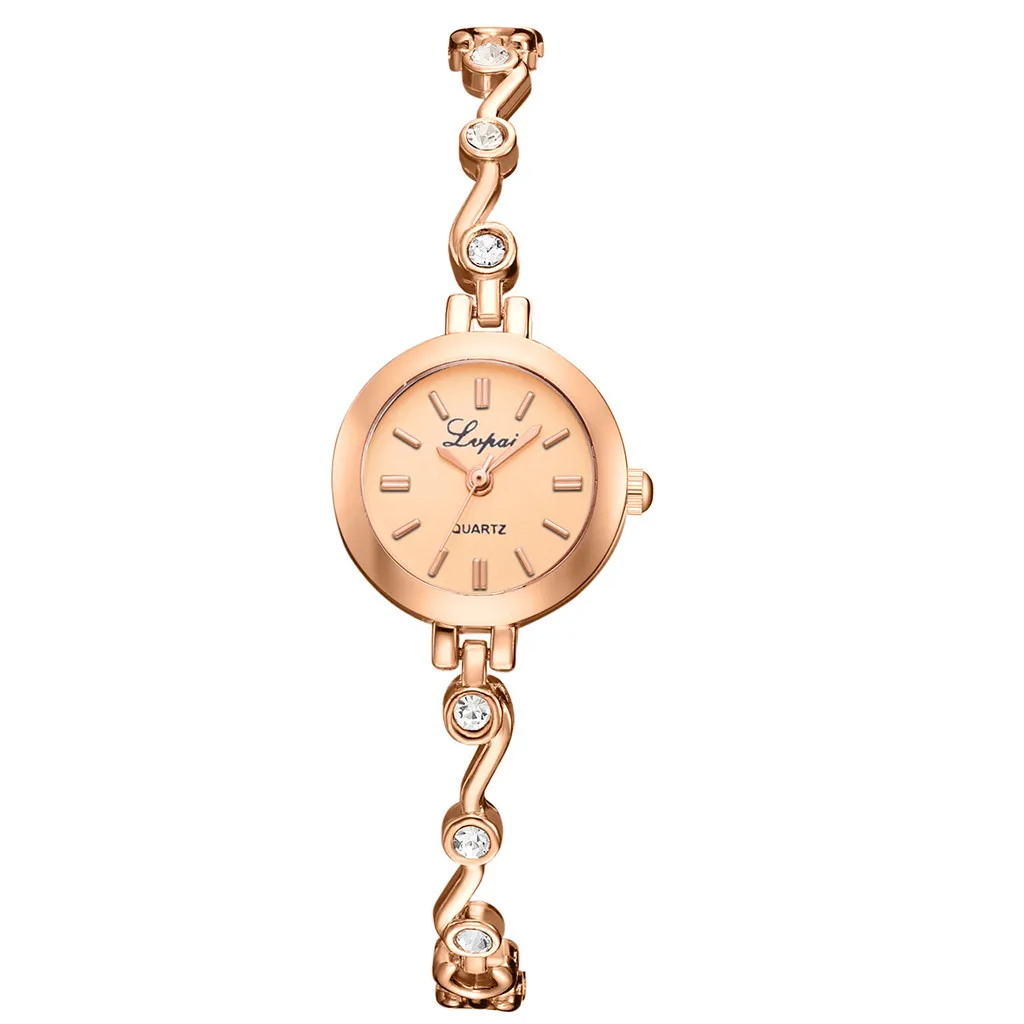 Повседневные часы премиум класса с простым циферблатом и ремешком со стразами