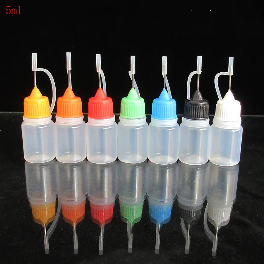 10 шт красочная крышка иглы, PE5ml пустая многоразовая бутылка капельницы, краситель, пигментные чернила пластиковая бутылка для образцов, маленькие флаконы чернил татуировки