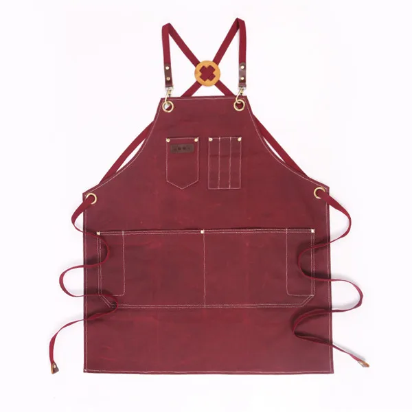 Wine Red WEEYI мужской женский вощеный брезентовый фартук для плотника тату флориста унисекс Мужской парикмахерский барбекю сварочный Рабочий Фартук delantal tablier - Цвет: Wine Red