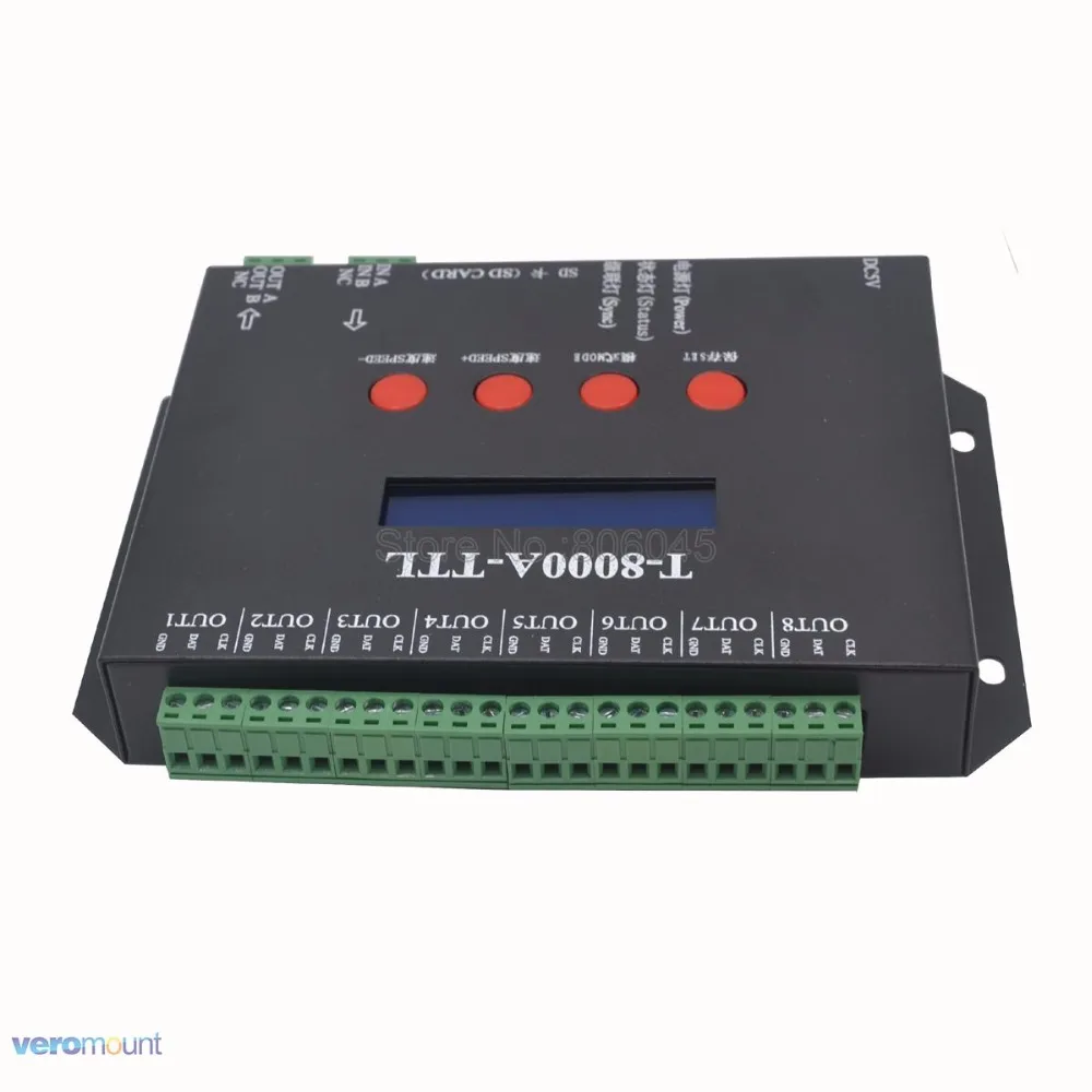 Светодиодный RGB контроллер T8000A 8192 пикселей для WS2812B WS2811 TM1804 LPD6803 IC Pixel светодиодной