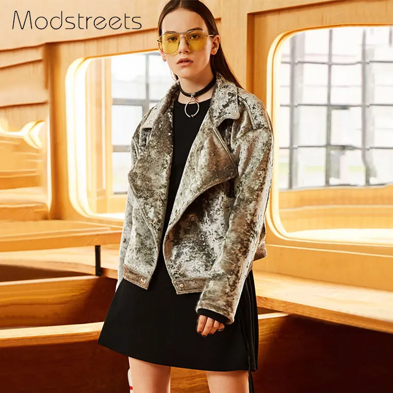 Modstreets 2019 Базовая куртка зимнее хлопковое пальто женская серебряная с отворотом