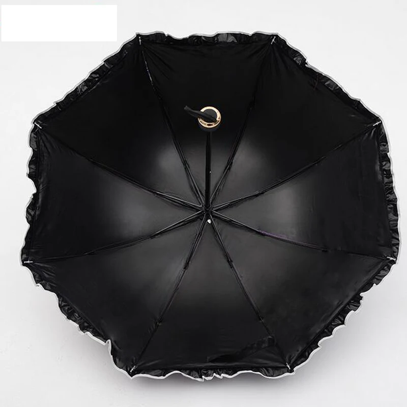 

Women sun umbrella Fashion lady Three folding Black coating compact Female male sunny rain anti-uv umbrellas