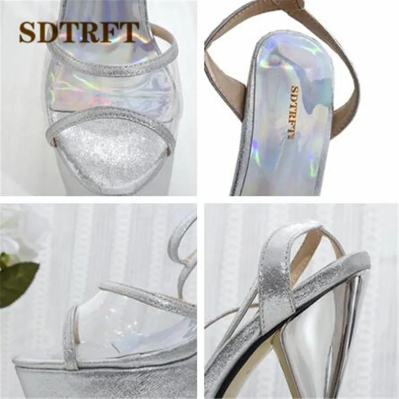 Летние женские туфли SDTRFT с открытым носком на тонком каблуке 20 см сандалии