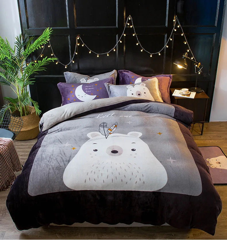 Кристалл фланель аппликация мультфильм постельных принадлежностей зима теплый