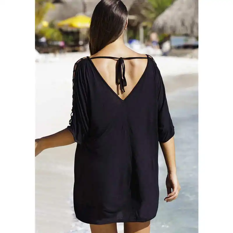 2019 Сексуальная Женская яркая одежда бикини однотонная черная свободная