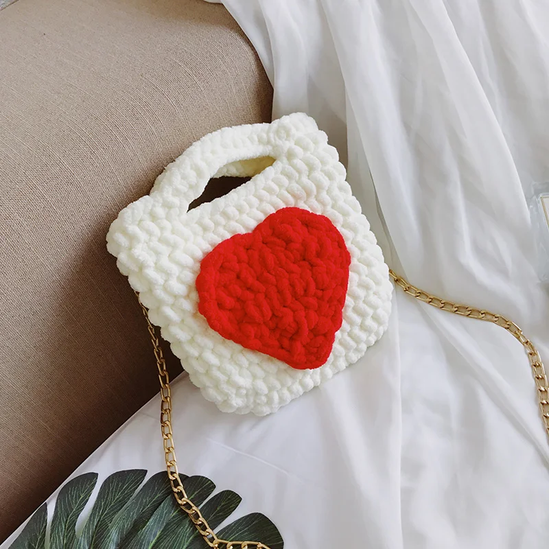 2019 new rope braided handbag luxury brand love lady shoulder bag cute mini change clutch metal chain | Багаж и сумки