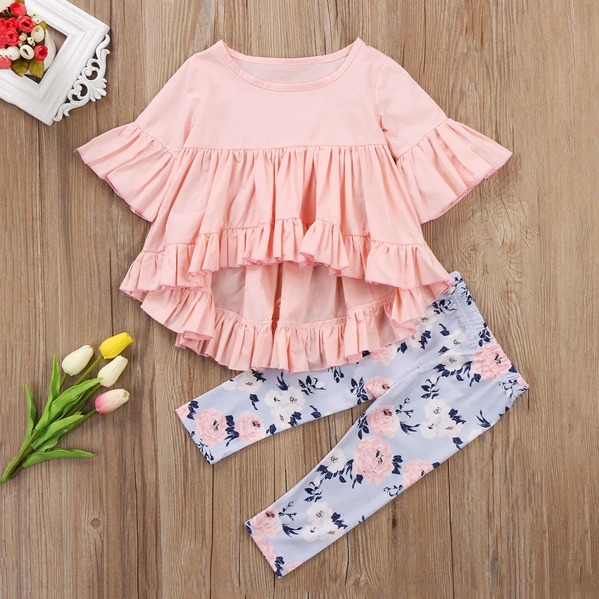 Детская одежда для маленьких девочек длинная футболка с коротким передом на