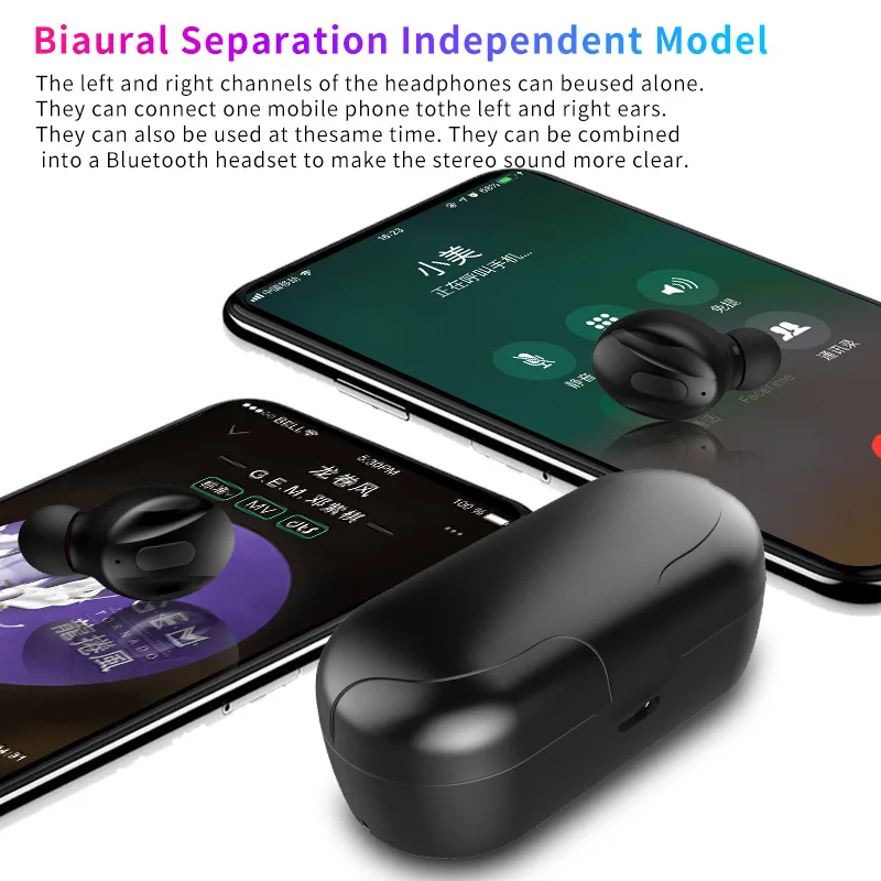 Беспроводные мини наушники TWS Bluetooth для Xiaomi Huawei iPhone спортивные стереонаушники с