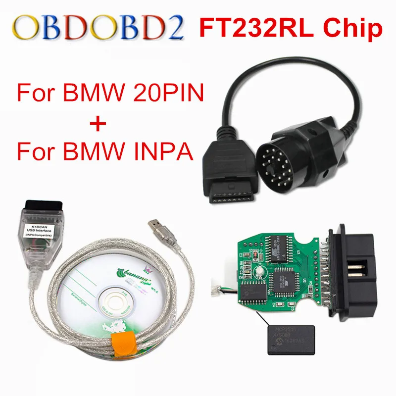 Новинка для BMW INPA K can inpa FT232RL чип k dcan USB OBD2 интерфейс Ediabas с 20PIN до 16PIN Лучшая