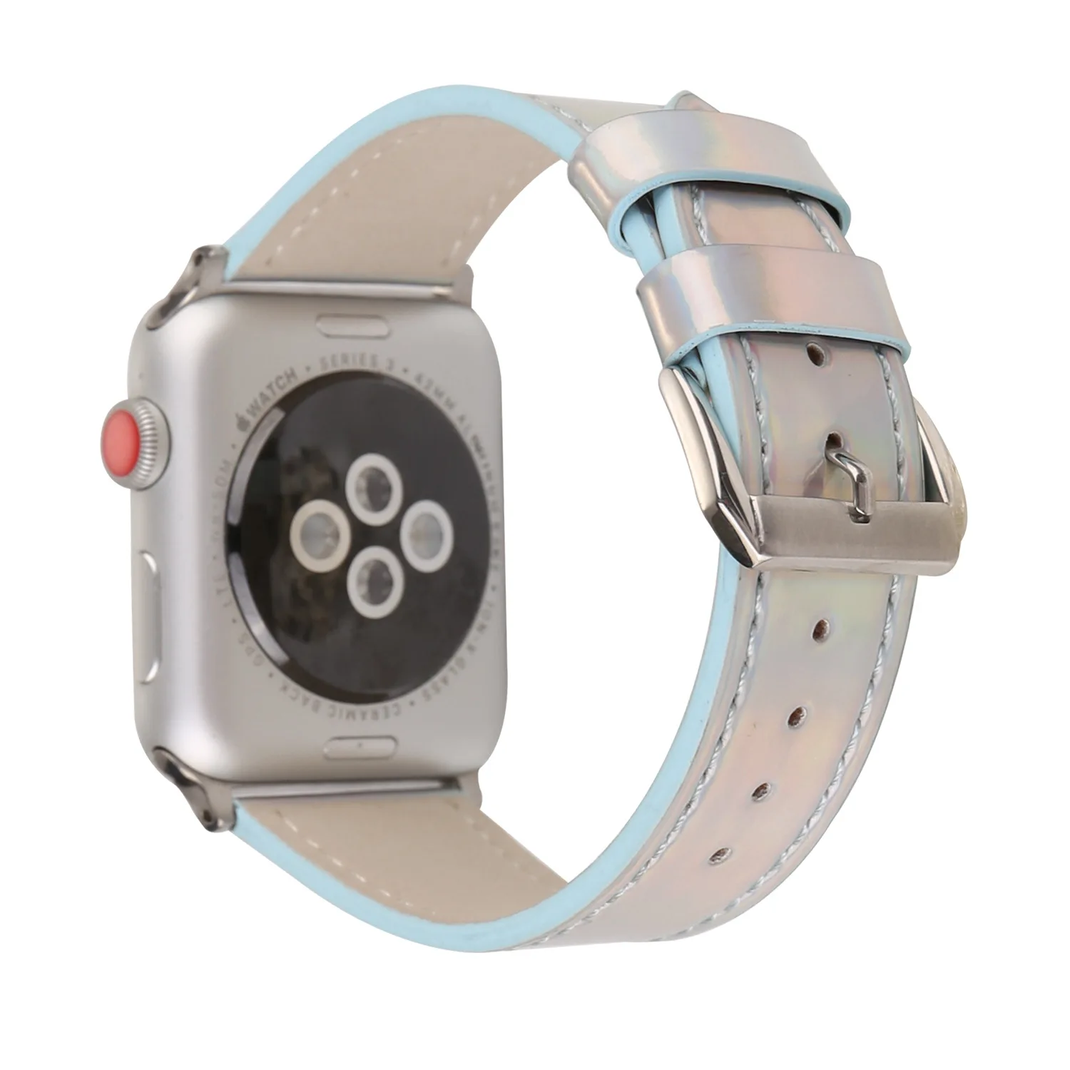 Blue Цветной Яркий кожаный ремешок для Apple Watch 38 мм 40 мм 42 мм 44 мм для iWatch ремешок серии 2 3 4 5 браслет - Цвет ремешка: Blue