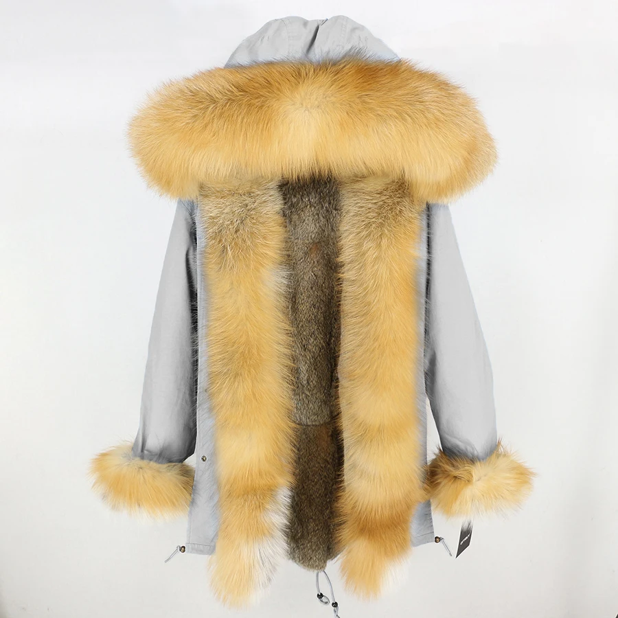 20 OFTBUY, зимняя женская куртка, длинная парка, настоящий золотой Лисий мех, воротник, капюшон, натуральный мех кролика, подкладка, толстая, теплая, парка, уличная одежда - Цвет: 20