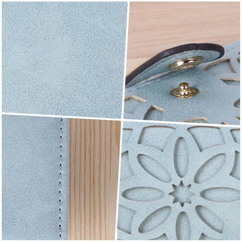 GFLV Brand Lady Mini Wallets Women Coin Purse Key Wallet Small Hollow Flowers Scrub Leather Men 5 Colors | Багаж и сумки