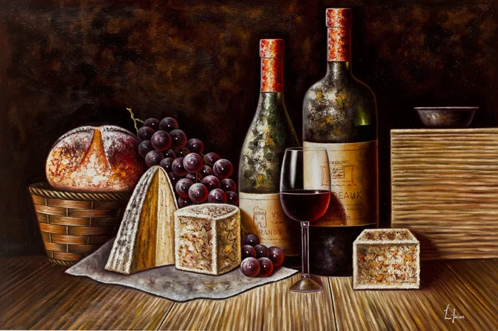 Бесплатная доставка набор красная винная бутылка картина маслом натюрморт