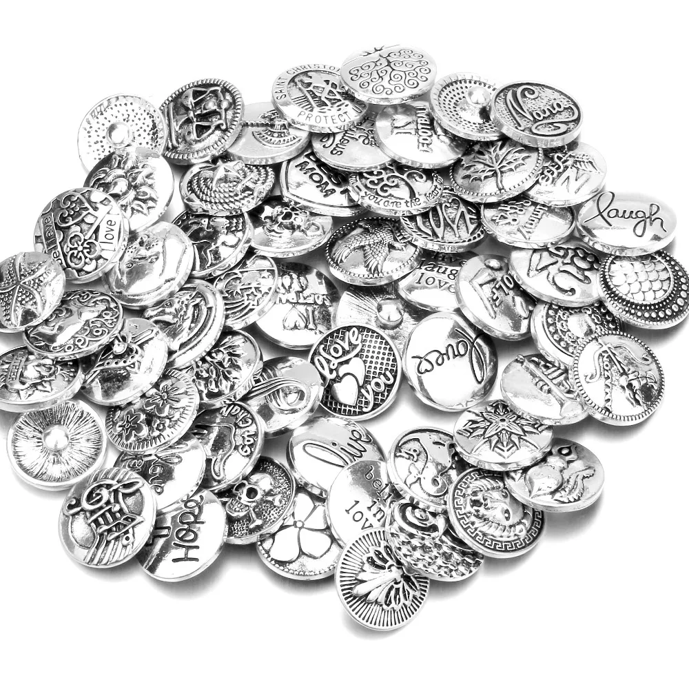 Hot sale 20Pcs KZ1205 Mixed styles 18mm metal snap buttons fit DIY bracelet Jewelry wholesale trendy | Украшения и аксессуары