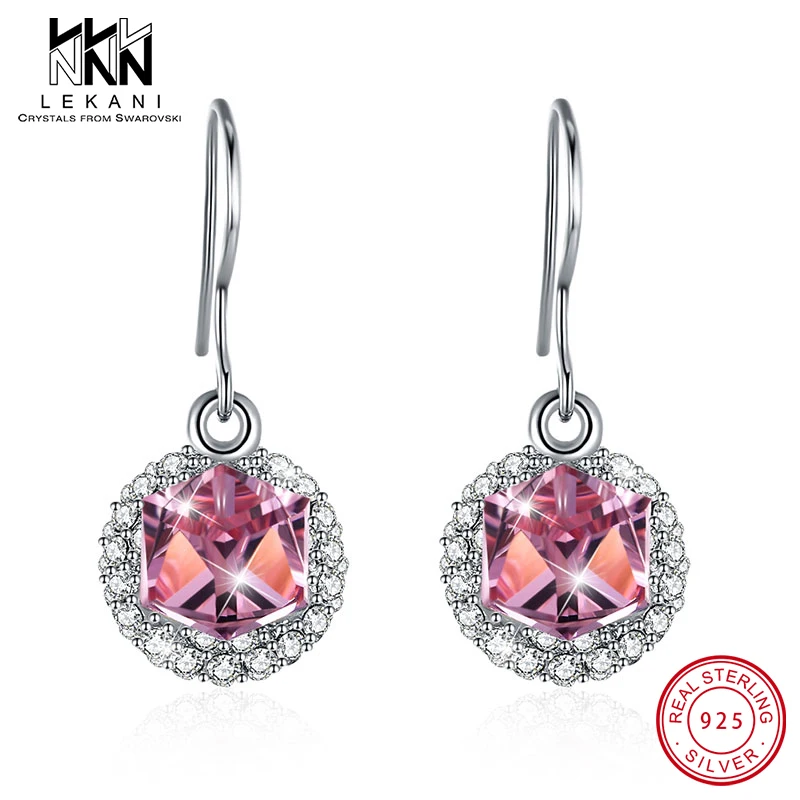Специальный дизайн, кубический квадратный кристалл от Swarovski, серьги для женщин, круглые стразы, 925 серебряный крючок, хорошее ювелирное изделие, подарки