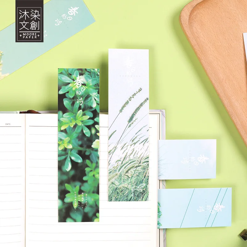 

30 pcs/pack Spring poetry Bookmark Paper Cartoon Animals Bookmark Promotional Gift Stationery dual Note Message