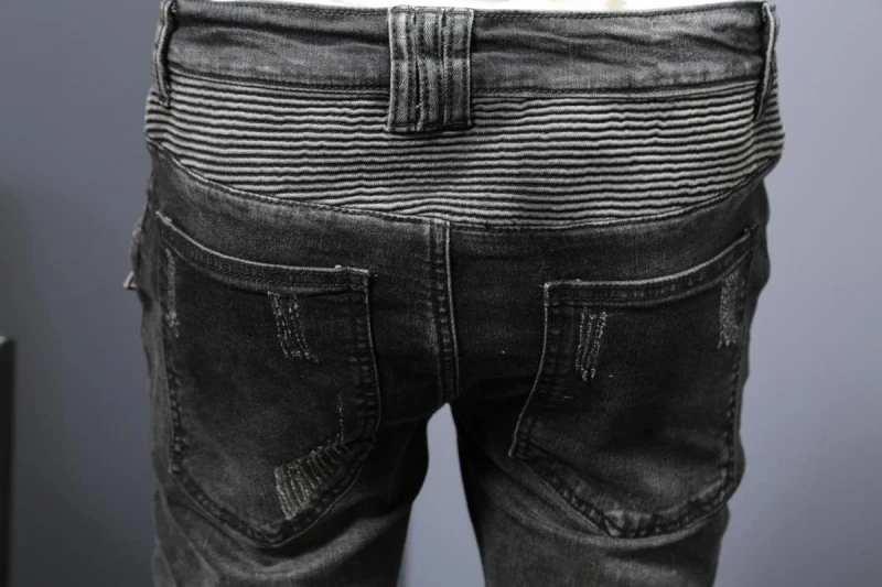 Винтажные, с дырами джинсы Для мужчин Классические Плиссированные Slim Fit джинсовые брюки для байкеров Street Стиль хип-хоп Жан женский джинсовый комбинезон мужской