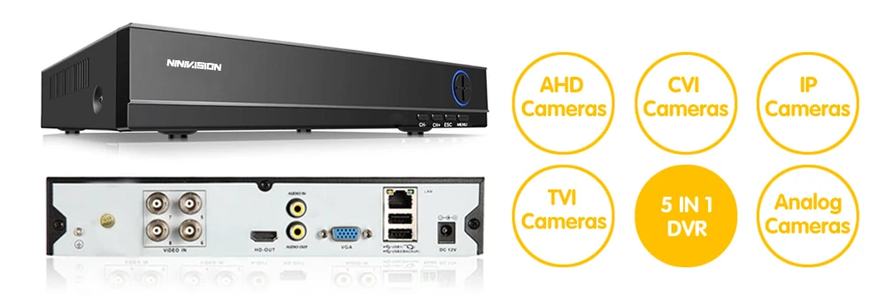 H265+ NINIVISION 5MP 4MP 4CH 4 канала 5 в 1 XMEYE Гибридный wifi TVi CVI NVR AHD CCTV DVR видеонаблюдение Видео Recoder