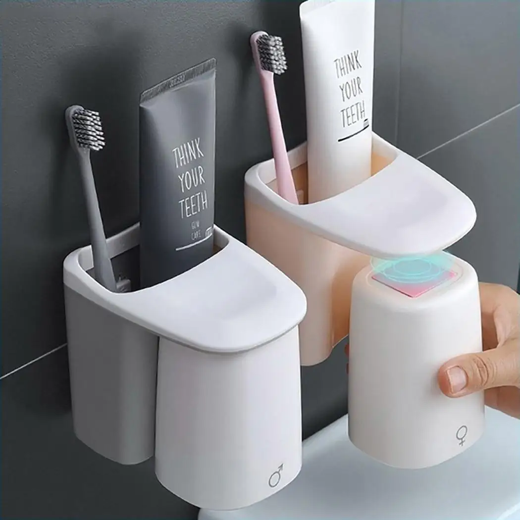 Прочные пластиковые на присосках настенные домашние зубные щетки розовый серый