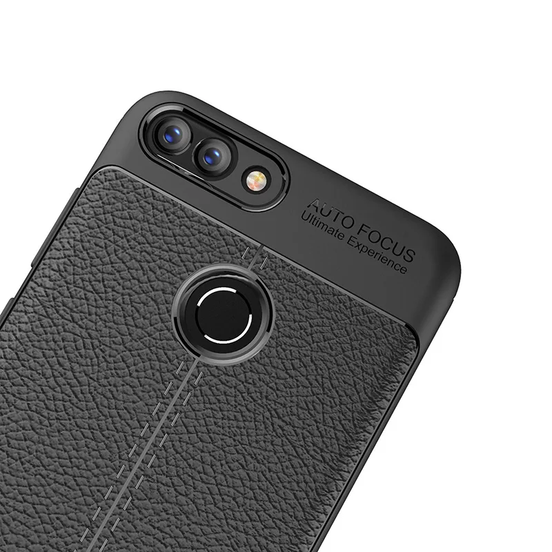 Умный чехол для huawei P силиконовый кожаный с рисунком личи TPU Enjoy 7 s FIG-LX1 Coque etui PSmart |