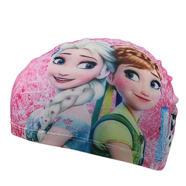 New Cute Cartoon Print Swimming Caps for Children Kids Polyster Pool Swim Caps for Long Hairs Swim Hat Bathing Caps for Baby