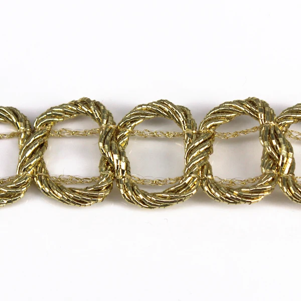 Золотая металлическая плетеная отделка кружевная ткань вышитое украшение