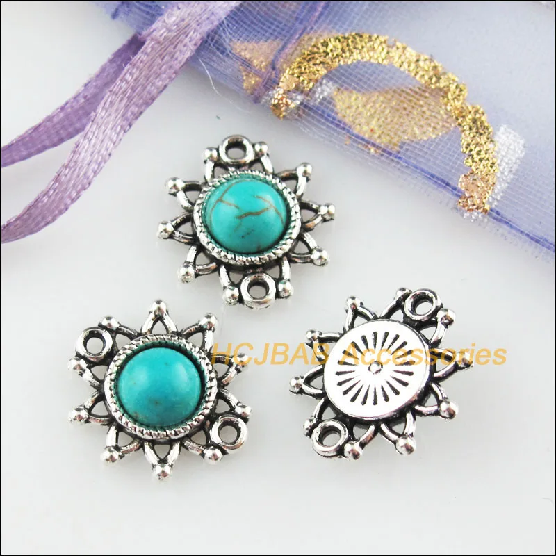 Модные 25 шт. Ретро тибетский серебряный Подсолнух каменный Шарм Подвеска Разъемы