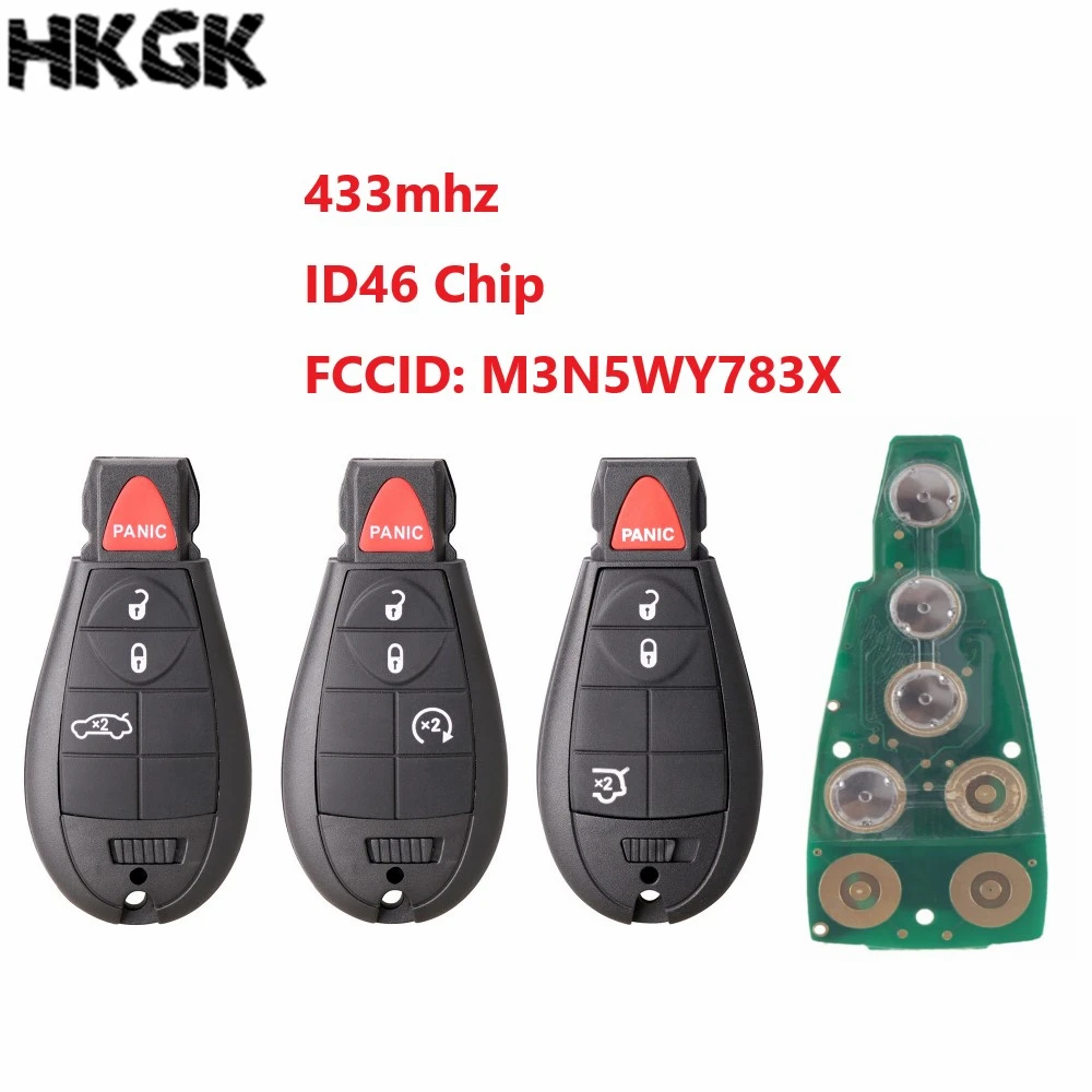 3 + 1 кнопочный умный дистанционный ключ без ключа 433 МГц ID 46 чип для Dodge 08-14 Grand Caravan