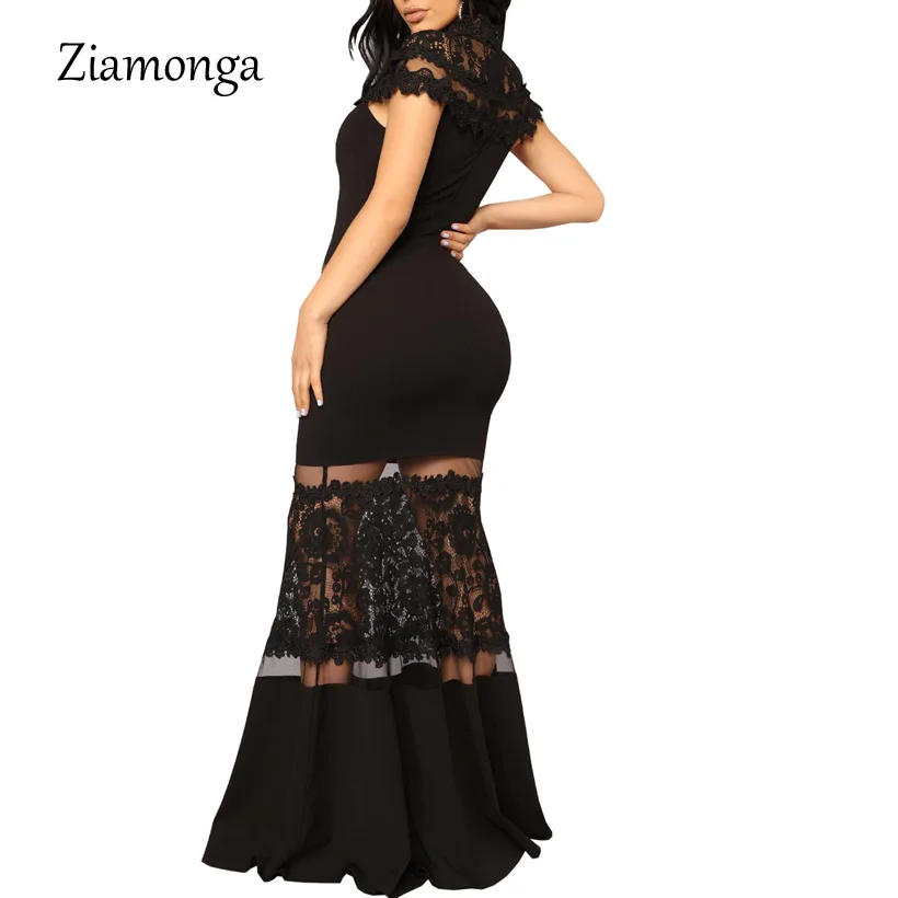 Ziamonga 2018 осень вечернее платье с русалочкой пикантные сетчатые лоскутное