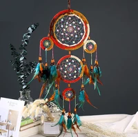 feather crafts dream catcher brown wind chimes handmade indian dreamcatcher net for wall hanging car home decoration