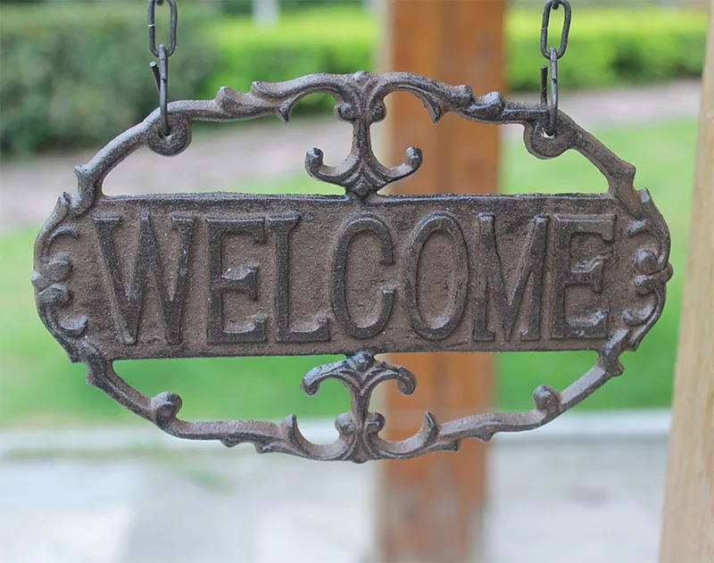 

Cast Iron Vintage Wall Bracket/Welcome Sign