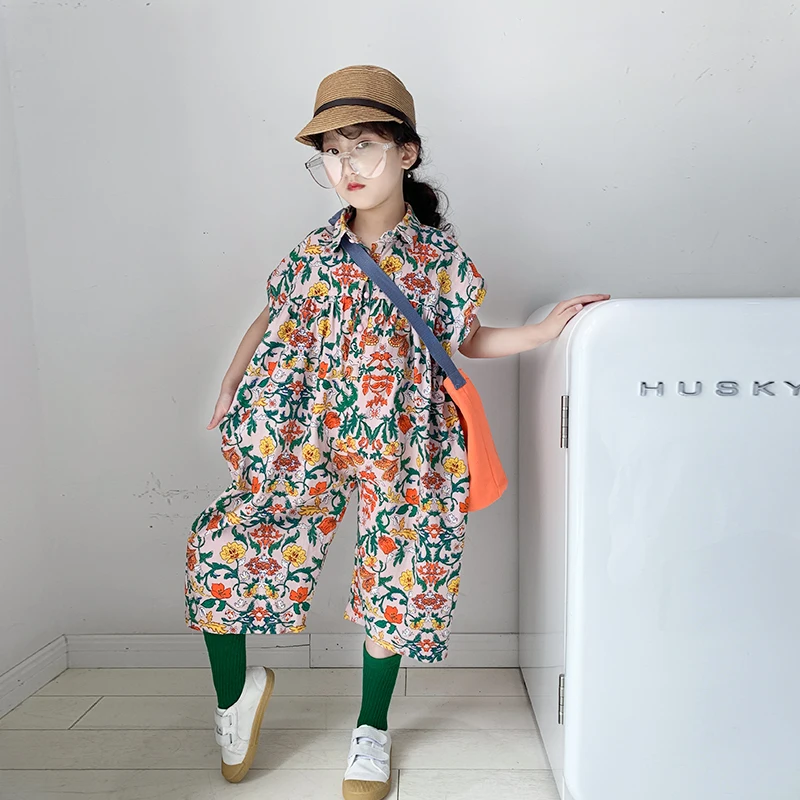 Комбинезоны с принтом для девочек подростков Новинка лета 2019 хлопковые