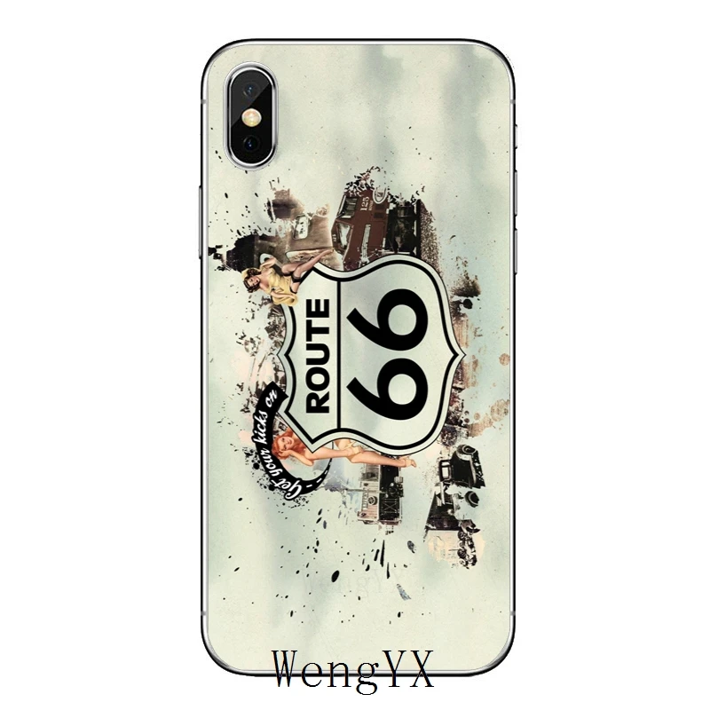 ТПУ Мягкие аксессуары чехол для телефона для Apple iPhone X XR XS Max 8 7 6s 6 plus SE 5S 5c 5 4S 4 Винтажный стиль Америка Route 66 - Цвет: Route-66-A-13